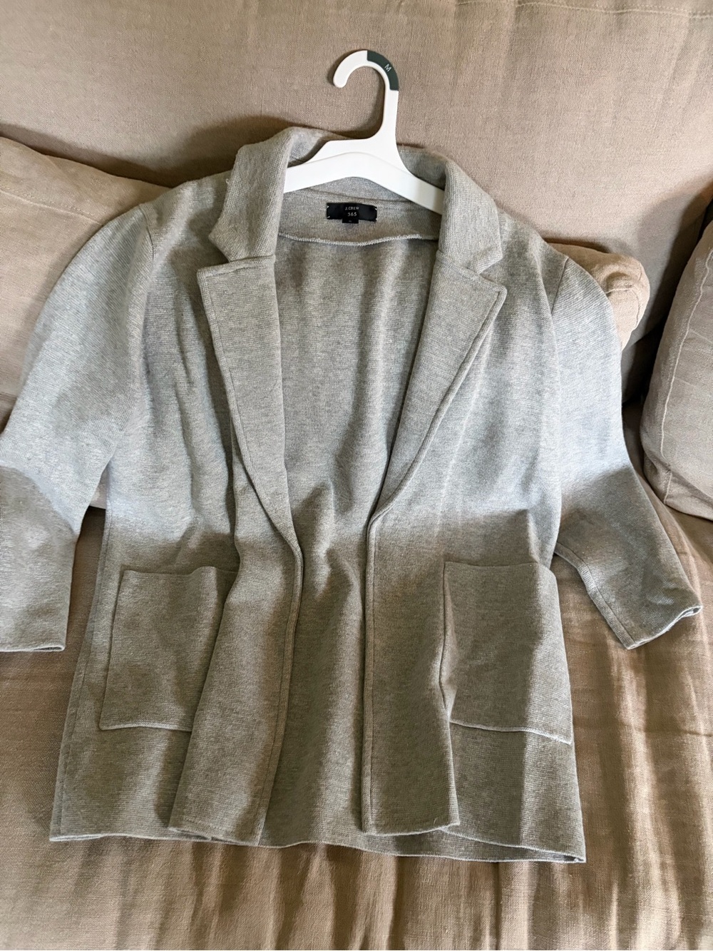 J. Crew Light Gray Open-Front Knit Blazer